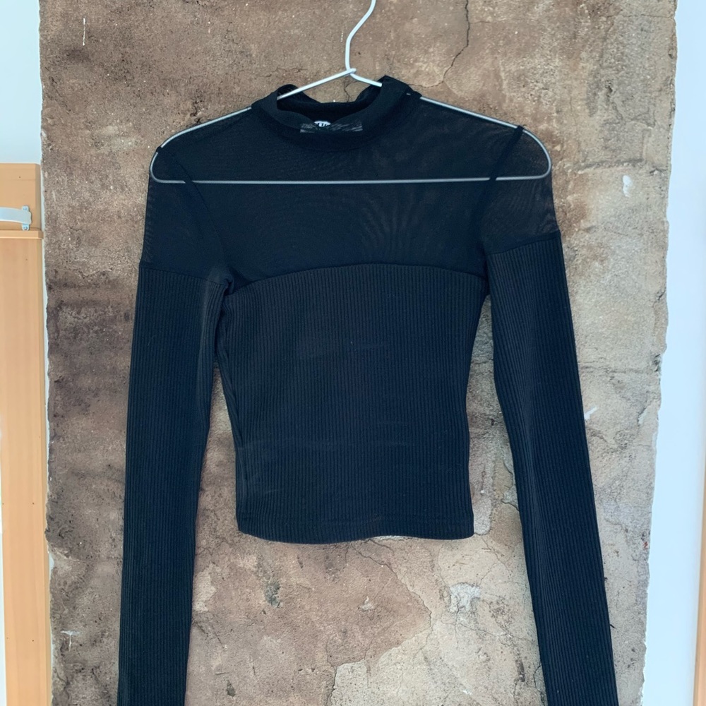 Mesh Mock Neck